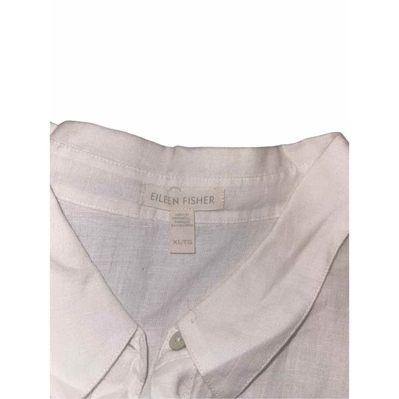 Eileen Fisher White Linen Button Down Shirt Size XL - Picture 6 of 6